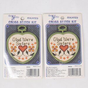 Lot 2 Glad Were Sisters Counted Cross Stitch Kit New Berlin Co 30533 Ornament